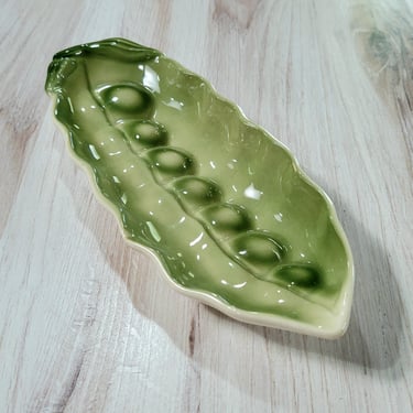 Cardinal Ceramic Pea Pod Dish, American Figural Ceramics 1950s 