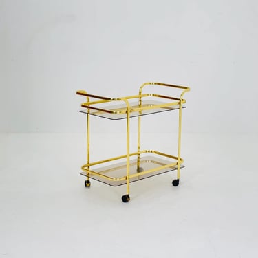 Hollywood regency  Martini Wine Bar/ Tea Cart Gold/Brass Glass Vintage bar cart 1950s 