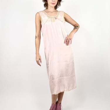 1920s Powder Pink Silk Slip Dress