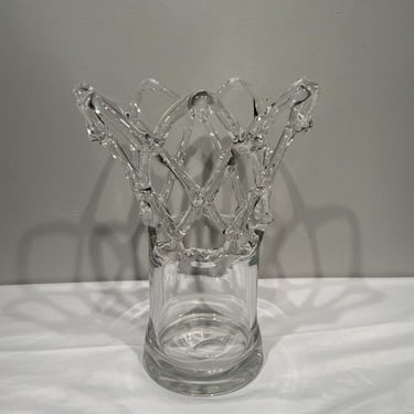 Large Lattice Openwork Italian Style Vintage Art Glass Vase, centerpiece vase, wedding gifts, housewarming gifts, unique gifts 