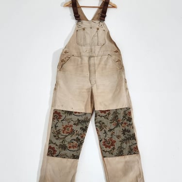 TBNW Custom Floral Carhartt Tan Overalls Sz. 38x30