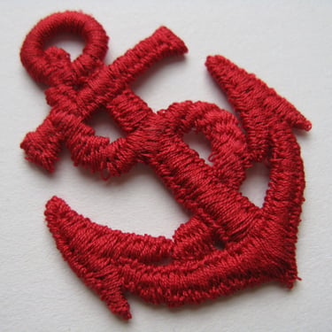 red anchor appliqué vintage nautical military patch sewing trim 