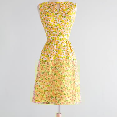 Darling 1960's I.Magnin Spring Floral Silk Occasion Dress / Small