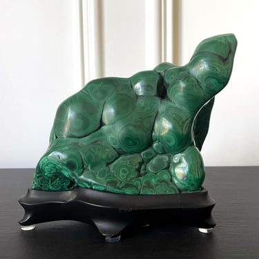 Malachite Rock Specimen on Display Stand as a Viewing Stone