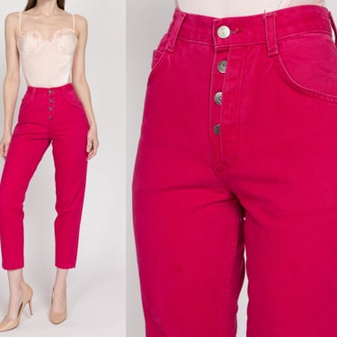 XS 90s Hot Pink Exposed Button Fly Jeans 23.5