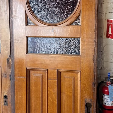 Pocket Door w Stained Glass Circle and Rectangles