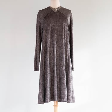 Fabulous 1970's Missoni Silver Lurex Knit Evening Dress / ML