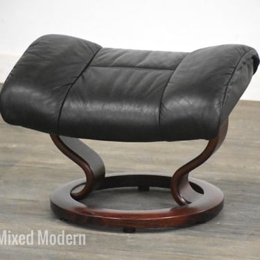 Black Leather Ekornes Stressless Ottoman 