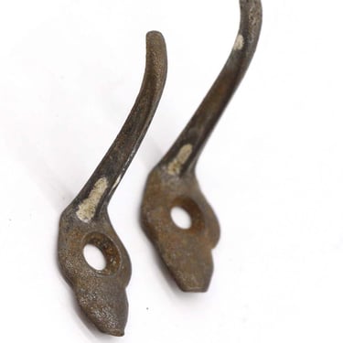 Pair of Small 1 Arm Cast Iron Wall Hooks