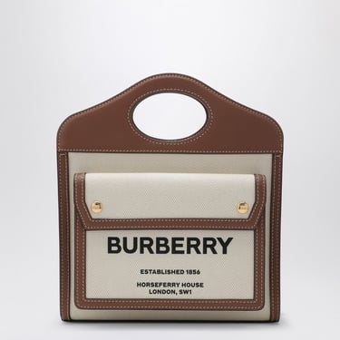 Burberry Pocket Tote Bag In Canvas And Leather Women