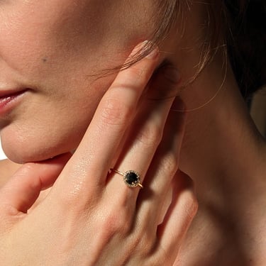 Catbird Black Diamond Aura Ring in Yellow Gold