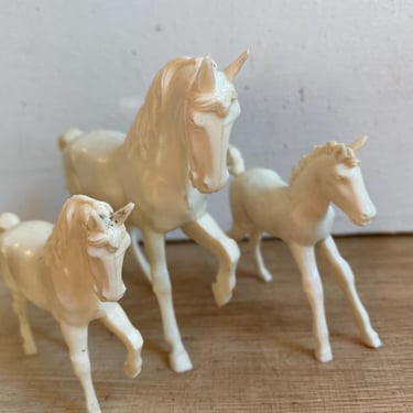 Vintage 60's German Plastic Horse Set Of 3, Made in Germany, Mismatch Style, Pony, Trotting Small And Large, Equestrian, Stocking Stuffer 