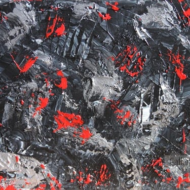 A State of Affairs - original abstract acrylic impasto painting by Daneen Rush - red black expressionism 