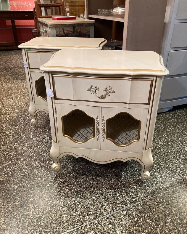 Two faux French nightstands 24” x 16” x 26”