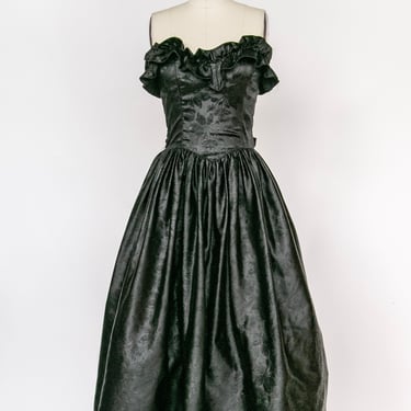 1980s Gunne Sax Dress Satin Strapless XS 