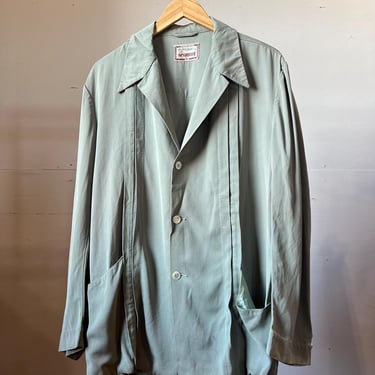 L XL, Vintage 1950s Grey Blue Gabardine Tailored Blazer Jacket by McGregor, As Is, B 