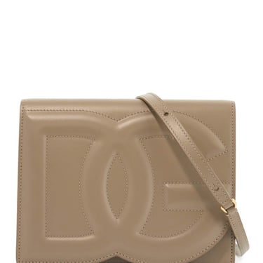 Dolce & Gabbana Taupe Calfskin Crossbody Bag With Adjustable Strap Women