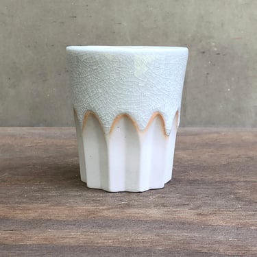 Porcelain Ceramic "Peak" Cup  -  Glossy Crackly Light Grey 