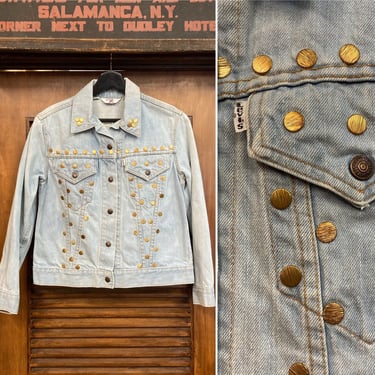 Vintage 1970’s Levi’s Denim Mod Studded Glam Jacket, 70’s Trucker Jacket, Vintage Glam Rock, Vintage Jacket, Vintage Clothing 