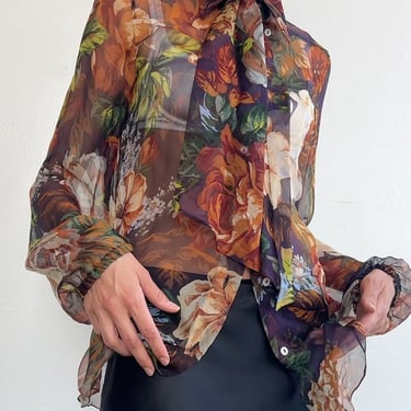 D&G Dark Florals Silk Top (S)