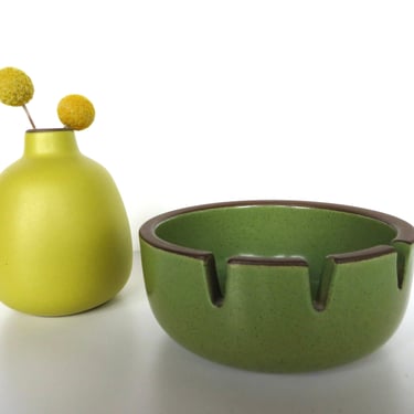 Vintage Heath Ceramics 5" Ashtray, Modernist Ceramics Cigarette/Cigar Bowl In Avocado Green, Edith Heath Ceramics 