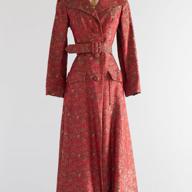 Stunning Vintage 1960's Custom Made Silk Evening Coat From Hong Kong / M