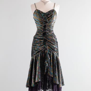 Sensational Vintage 80's Iridescent Party Dress By New Leaf / XS
