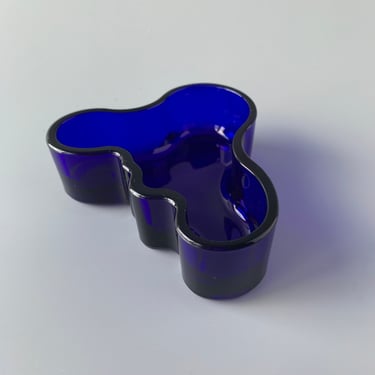 Alvar Aalto Shallow Cobalt Blue Savoy Wave Bowl Tealight Holder 
