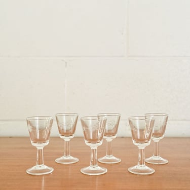 vintage french etched aperitif glasses i