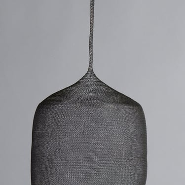 Large Knit Black Steel Pendant from Sumba