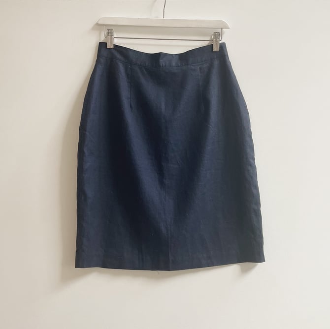 Vintage Navy Linen Skirt