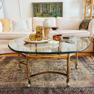 Vintage LeBarge Style Brass & Glass Table