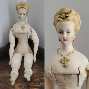 Blonde Parian Doll with Ornate Hairstyle - Reproduction - Collectible Dolls 13.5