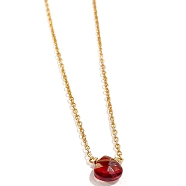 Baby Garnet Quartz on Gold Filled Chain Necklace