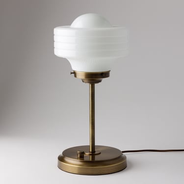 Desk Lamp - Hand Blown Glass - Brass  Lighting - Table Lamp - Art Deco Light - Dimmable - Mid-Century Modern Design 