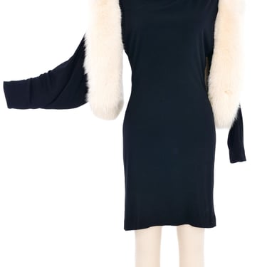 Travilla Fox Fur Trimmed Jersey Dress