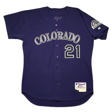 Vintage 2000 Russell Athletic Colorado Rockies Masato Yoshii #21 Game/Player Worn Japanese Baseball Pitcher Jersey(Photo Matched) 