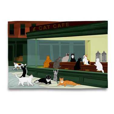 Night Kitties &#8211; Cat Cafe Tea Towel