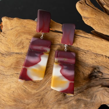 Hinge Mookaite Jasper 2-Drop Stone Earrings