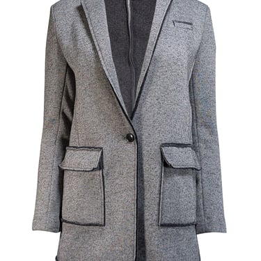 Elie Tahari - Grey Wool Blend Raw Edge Trim Blazer Sz 2