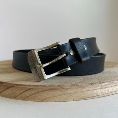 Levi's Vintage 90s Black Genuine Leather Silver Buckle Belt Unisex Size XXL 