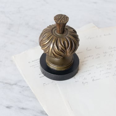 Marble &amp; Brass Paper Weight