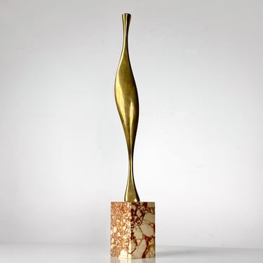 Jack Arnold Mid Century Modernist Abstract BIomorphic Bronze Sculpture on Marble Base 1970s 