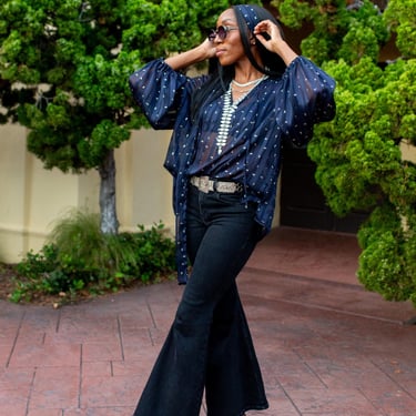 Clara Bishop Sleeve Blouse in Midnight Phenom 