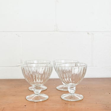 vintage french glass ice cream cups, set of 4