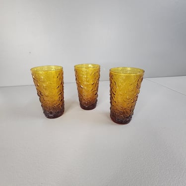Set of 3 Anchor Hocking Milano Amber Drinking Glasses 