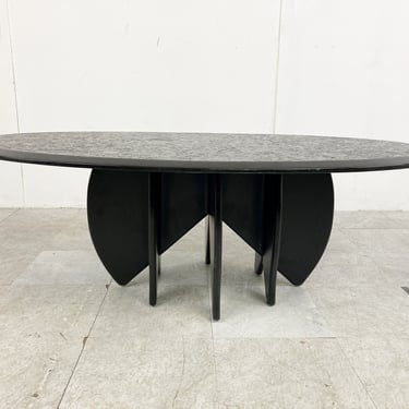 Vintage black stone coffee table, 1980s - design coffee table - luxurious coffee table - italian coffee table 