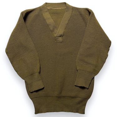 Vintage 1940s US Army Air Forces A-1 Mechanics Sweater ~ 100% Wool Knit ~ WWI / WW2 ~ Olive Drab ~ Military ~ USAAF ~ V-Neck 