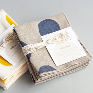 Willow Ship: Scatter Cocktail Napkins in Indigo