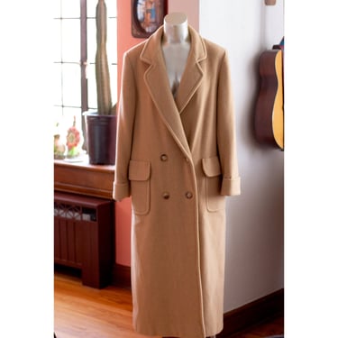 Vintage Long Peacoat - Oversized, Camel Hair - Double Breasted - Wool Overcoat - 1970s - Professionally Cleaned, Free Shipping 